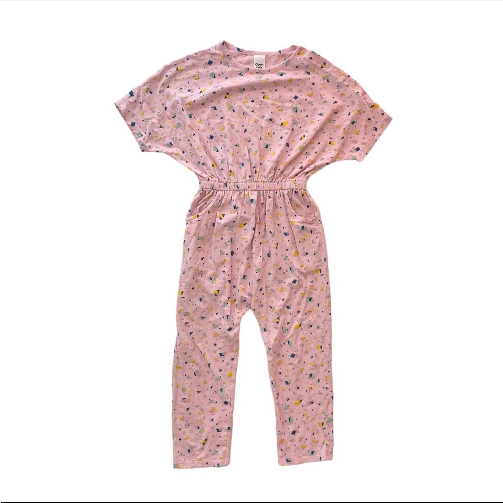 Open Edit Pink Jumpsuit with Colorful Print